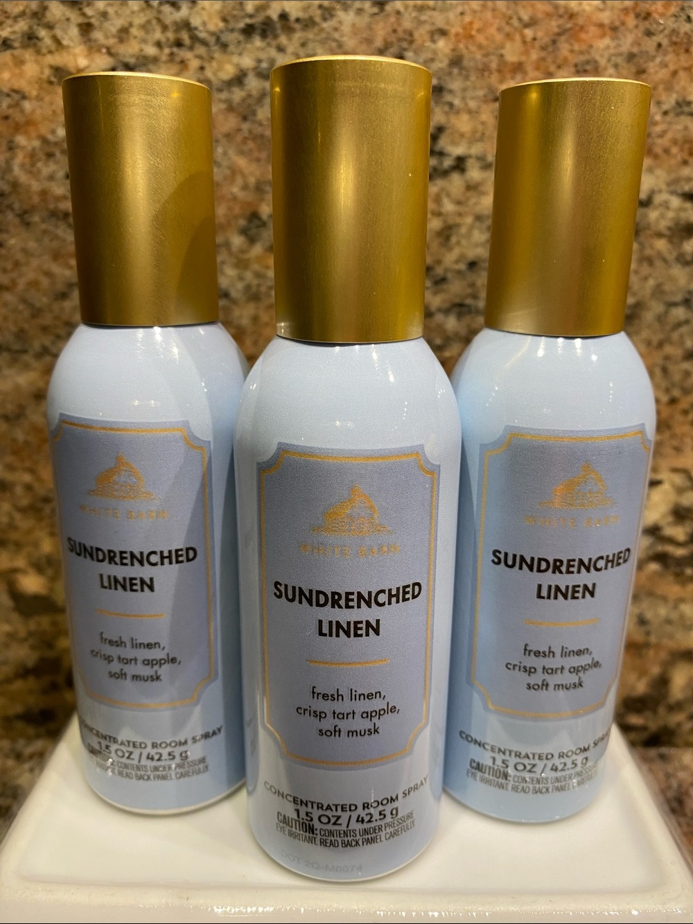 3) - “SUN DRENCHED LINEN” Concentrated Room Spray, ea 1.5 oz / 42.5 g, B&BW, NWT